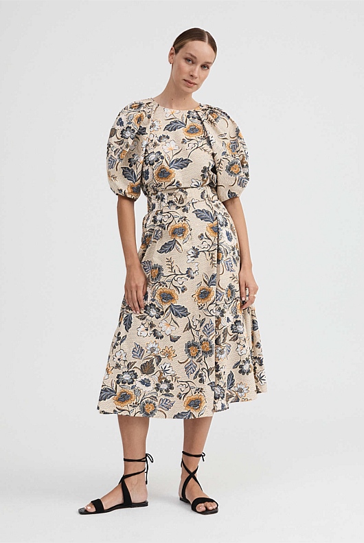 Vine Floral Print Blouse - Barley