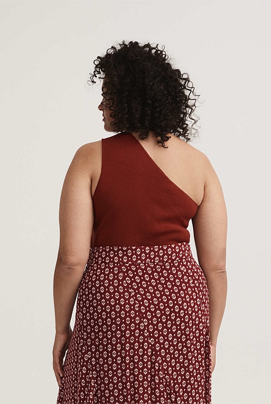 One Shoulder Ring Knit - Rust