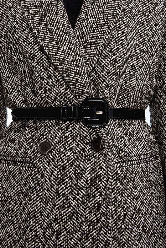 Square Buckle Patent Belt - Black