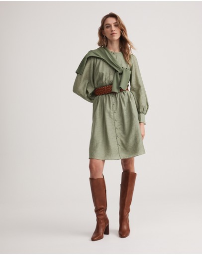 Witchery Texture Oak Leaf Yoke Dress