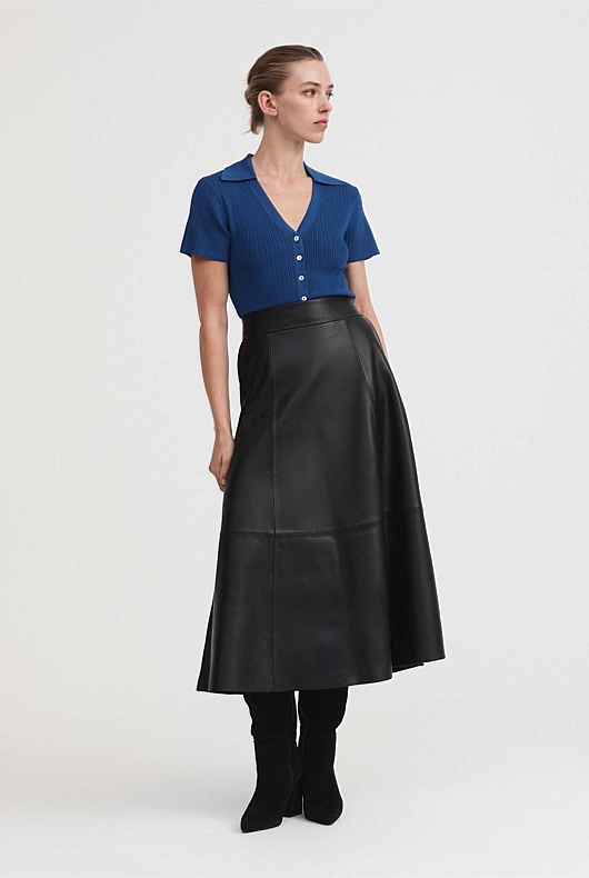 Rib Polo Short Sleeve Knit - Eclipse Blue