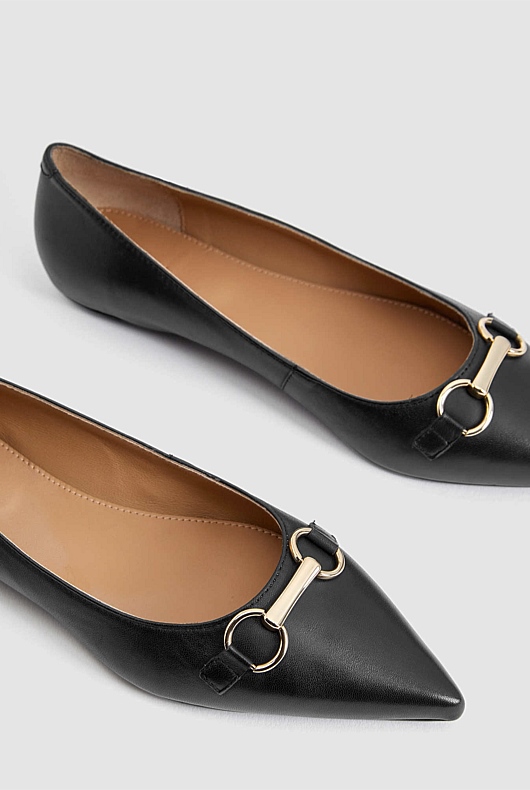 Snaffle Leather Pointed Flat - Black