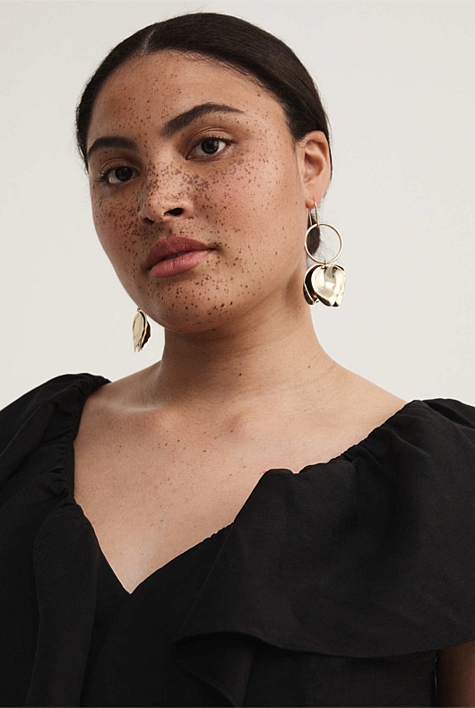 Ruffle Sleeve Blouse - Black