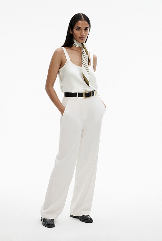 Silk Satin Scoop Camisole - Chalk