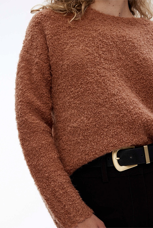 Boucle Crew Neck Knit - Camel