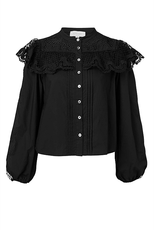 Cotton Lace Blouse - Black