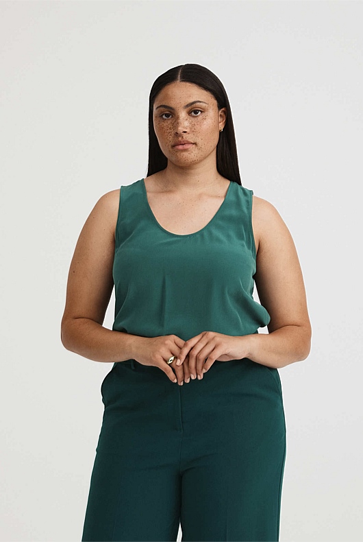 Silk Tank - Petrol Green