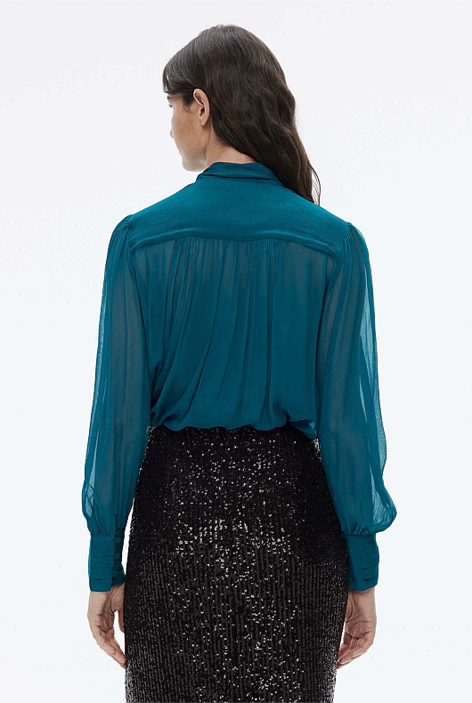 Yoryu Pussybow Blouse - Peacock Blue