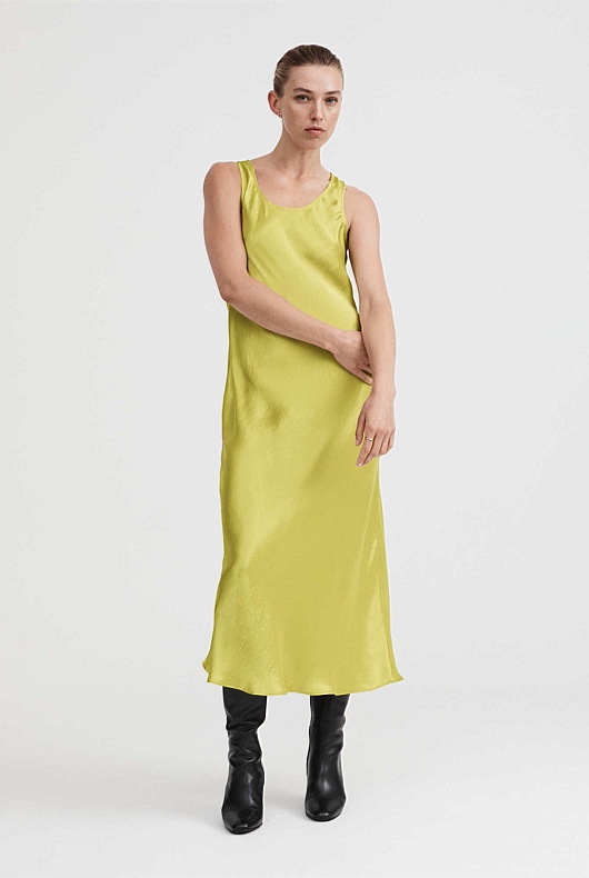 Acetate Slip Dress - Citrus Green