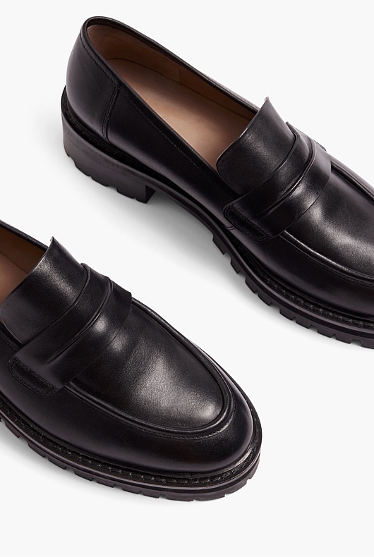 Leather Penny Loafer - Black