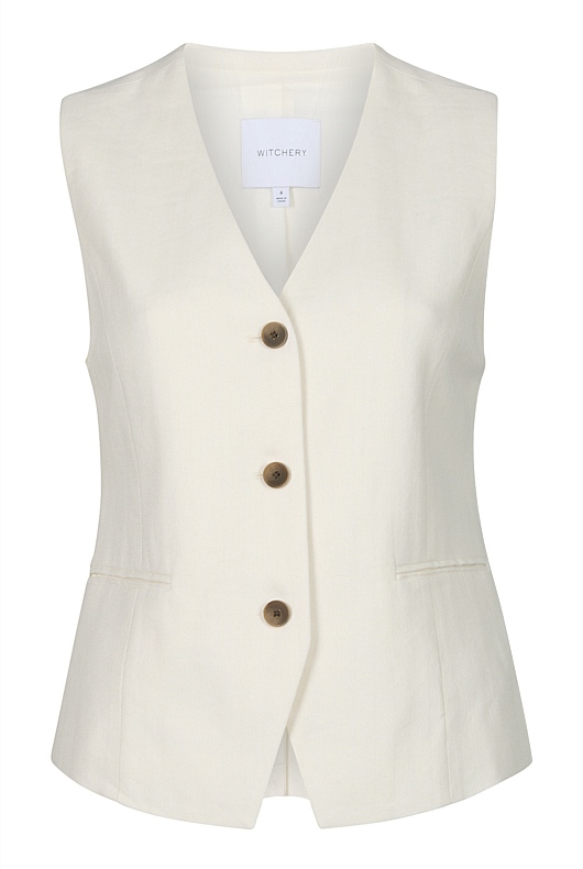 Cotton Linen Waistcoat - Chalk
