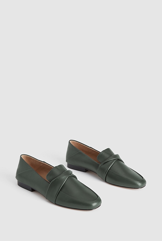 Leather Twist Loafer - Teal Green