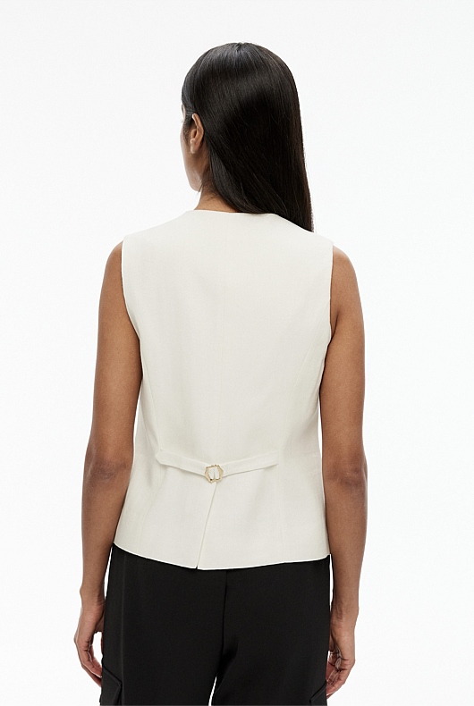 Cotton Linen Waistcoat - Chalk
