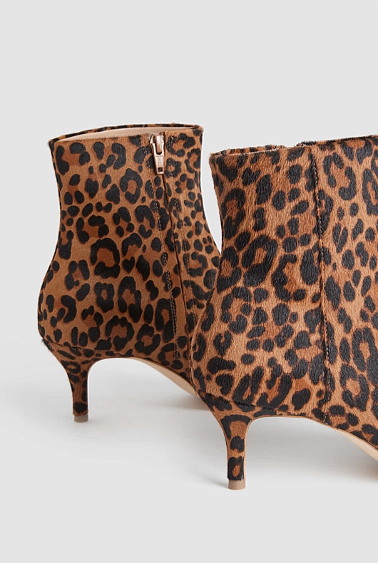 Textured 65mm Heeled Boot - Ocelot Print