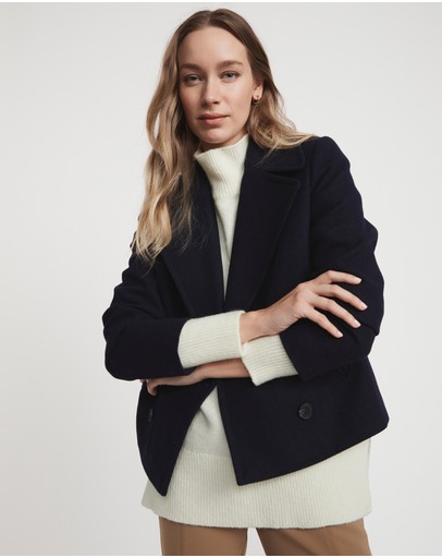 Witchery Wool Blend Cropped Peacoat
