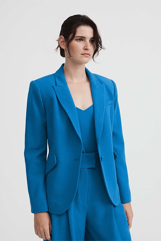 Seam Detail Single Breasted Blazer - Sorrento Blue
