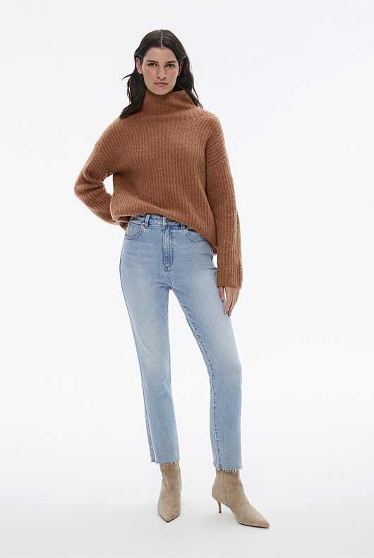 Mock Neck Slouch Knit - Camel