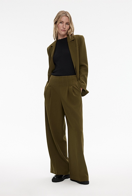 Waist Detail Wide Leg Trouser - Jungle