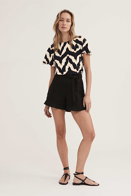 Silk Zig Zag Blouse - Mink
