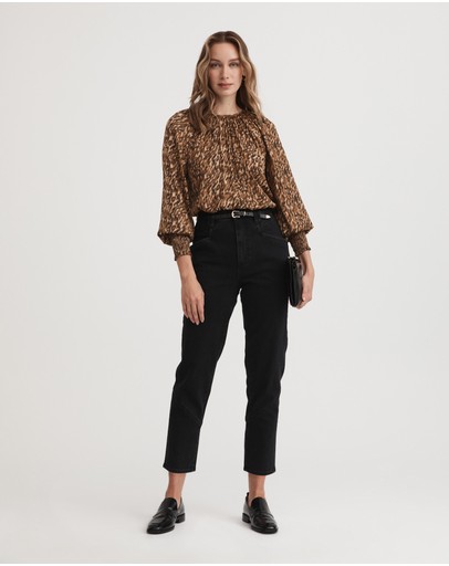 Witchery Kitty Print Relaxed Blouse