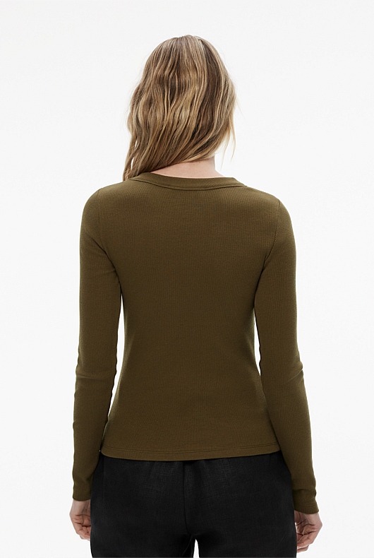 Long Sleeve Rib Top - Jungle