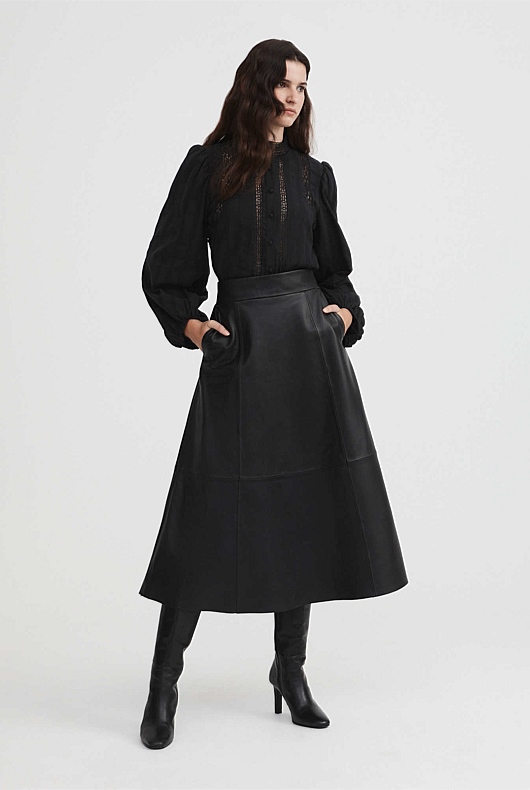 Lace Detail Shirt - Black