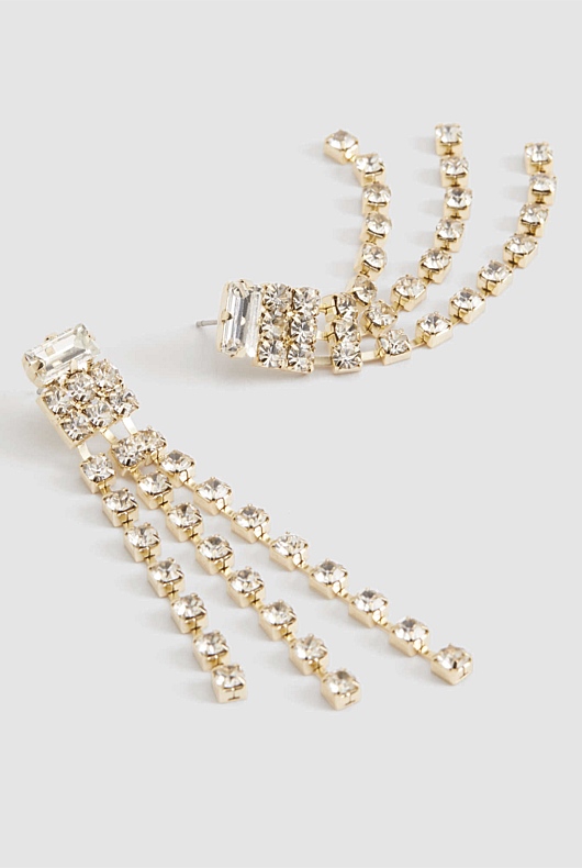 Baguette Crystal Drop Earring - Soft Gold