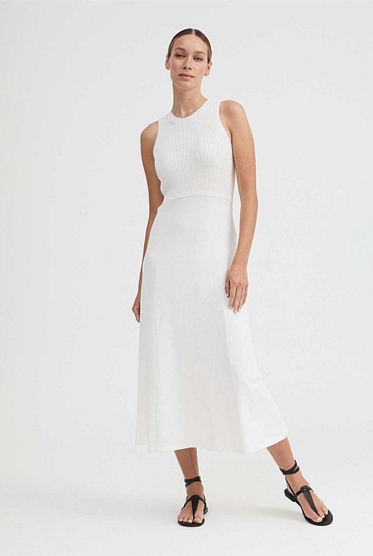 Sleeveless Midi Knit Dress - Chalk
