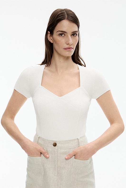 Sweetheart Neck Knit - Chalk