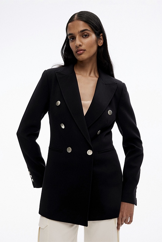 Classic Double Breasted Blazer - Black