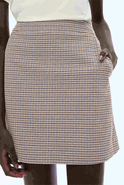 Ponte Check Mini Skirt - Umber