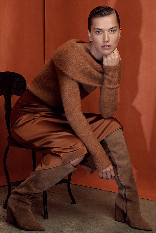 Alpaca Blend Off Shoulder Knit - Faded Terracotta