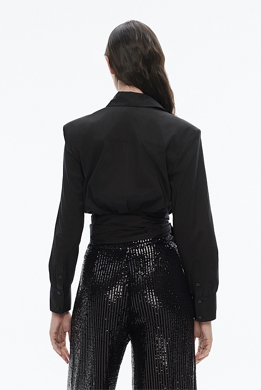 Cotton Wrap Shirt - Black