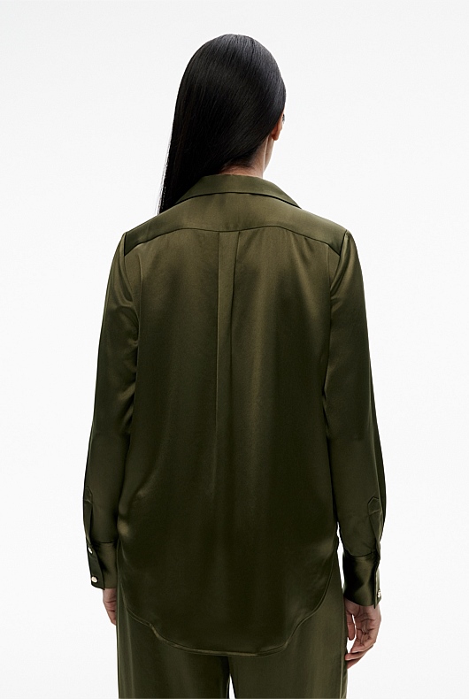 Acetate Button Detail Shirt - Jungle