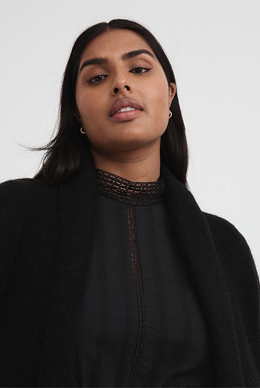 Mohair Knit Cardigan - Black