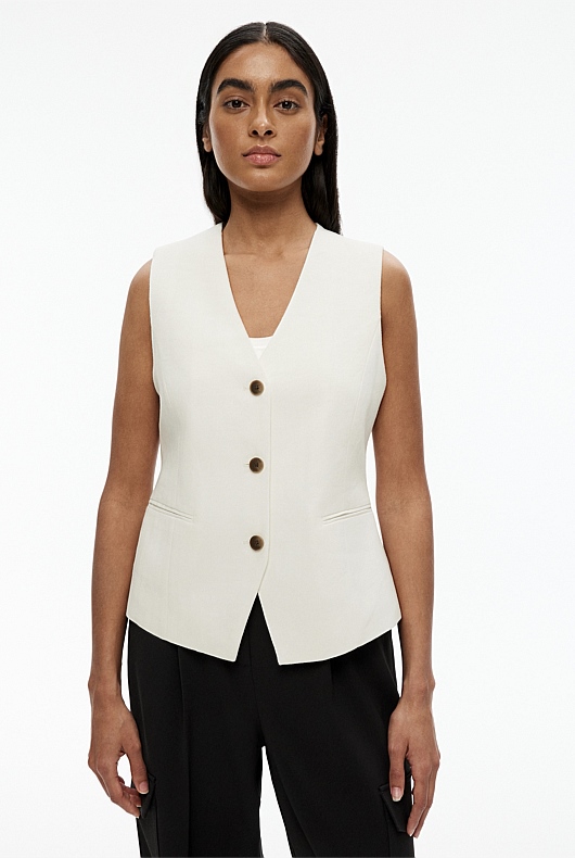 Cotton Linen Waistcoat - Chalk