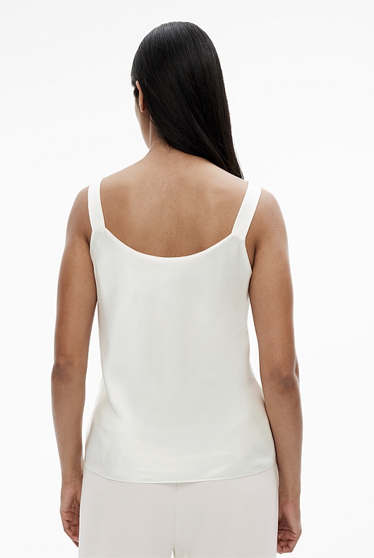 Silk Satin Scoop Camisole - Chalk