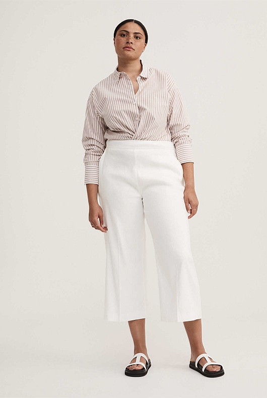 Stretch Linen Blend Pant - Chalk