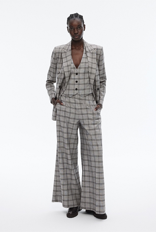 Check Halter Waistcoat - Grey Sky