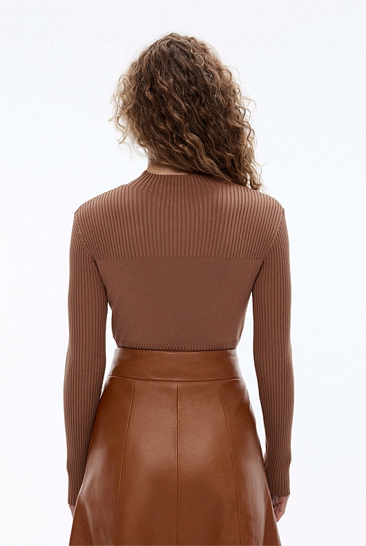 High Neck Textured Knit - Camel