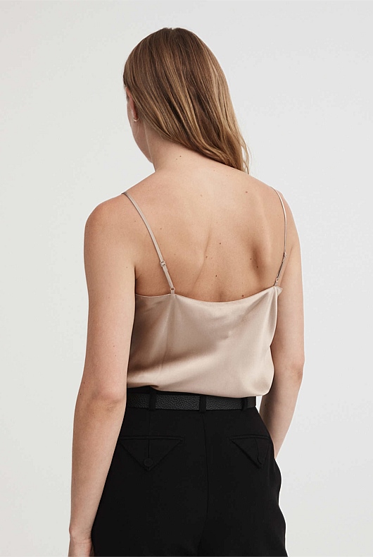 Silk Satin Camisole - Pebble