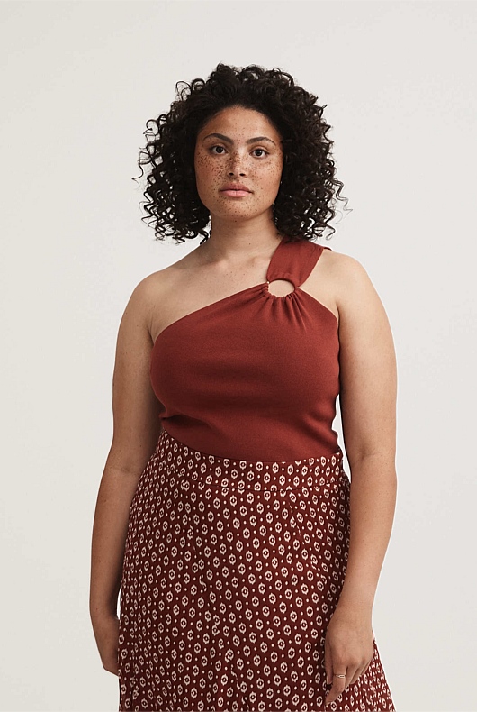 One Shoulder Ring Knit - Rust