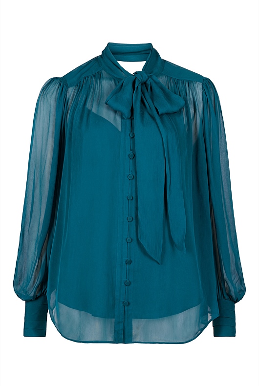 Yoryu Pussybow Blouse - Peacock Blue