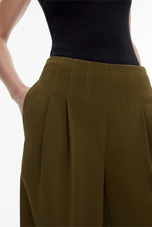 Waist Detail Wide Leg Trouser - Jungle