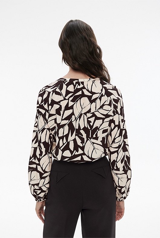 Block Foliage Blouse - Zinc