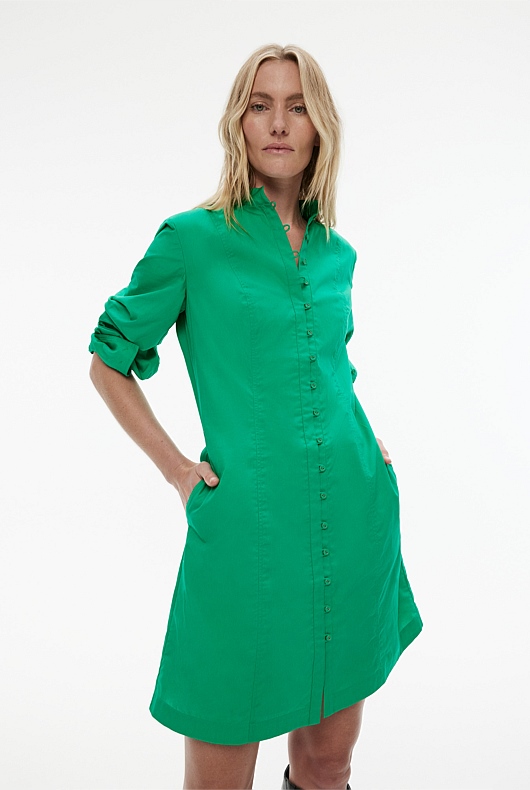 Seam Detail Mini Dress - Viridian Green