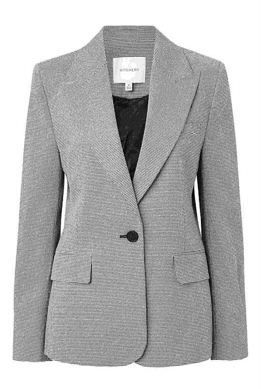 Cotton Blend Yarn Dye Single Breasted Blazer - Ash Grey
