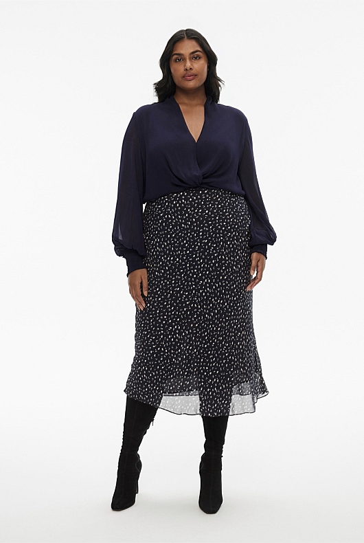 Abstract Animal Skirt - Slate Navy