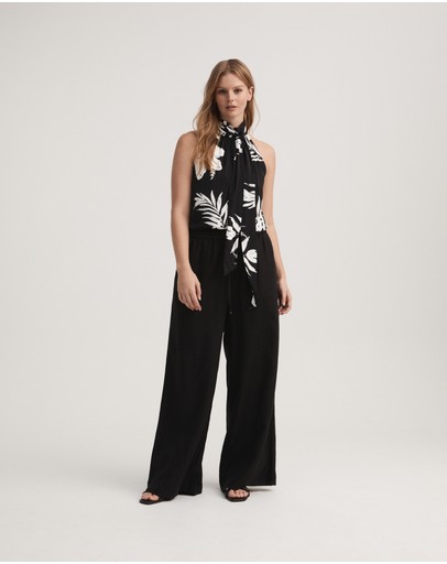 Witchery Linen Wide Leg Pull On Pant