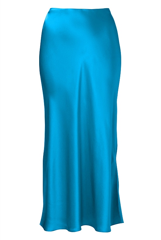 Silk Slip Skirt - Bright Blue